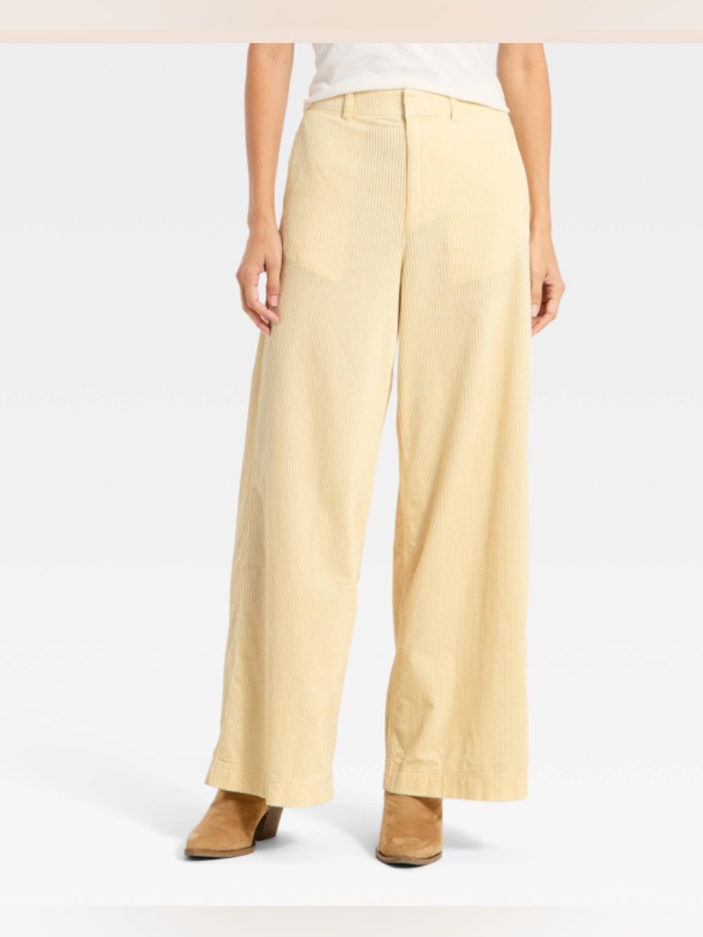 Universal Thread - Women's High-Rise Corduroy Palazzo Pants Cream Size 10